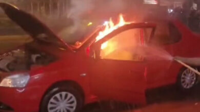 Photo of Moving Car Catches Fire in Hubballi